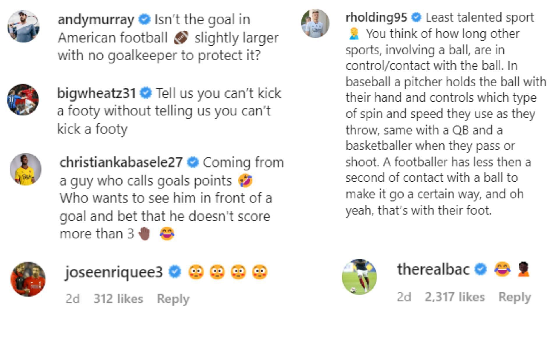 Screenshots of comments on Dana White on @sportbible on Instagram