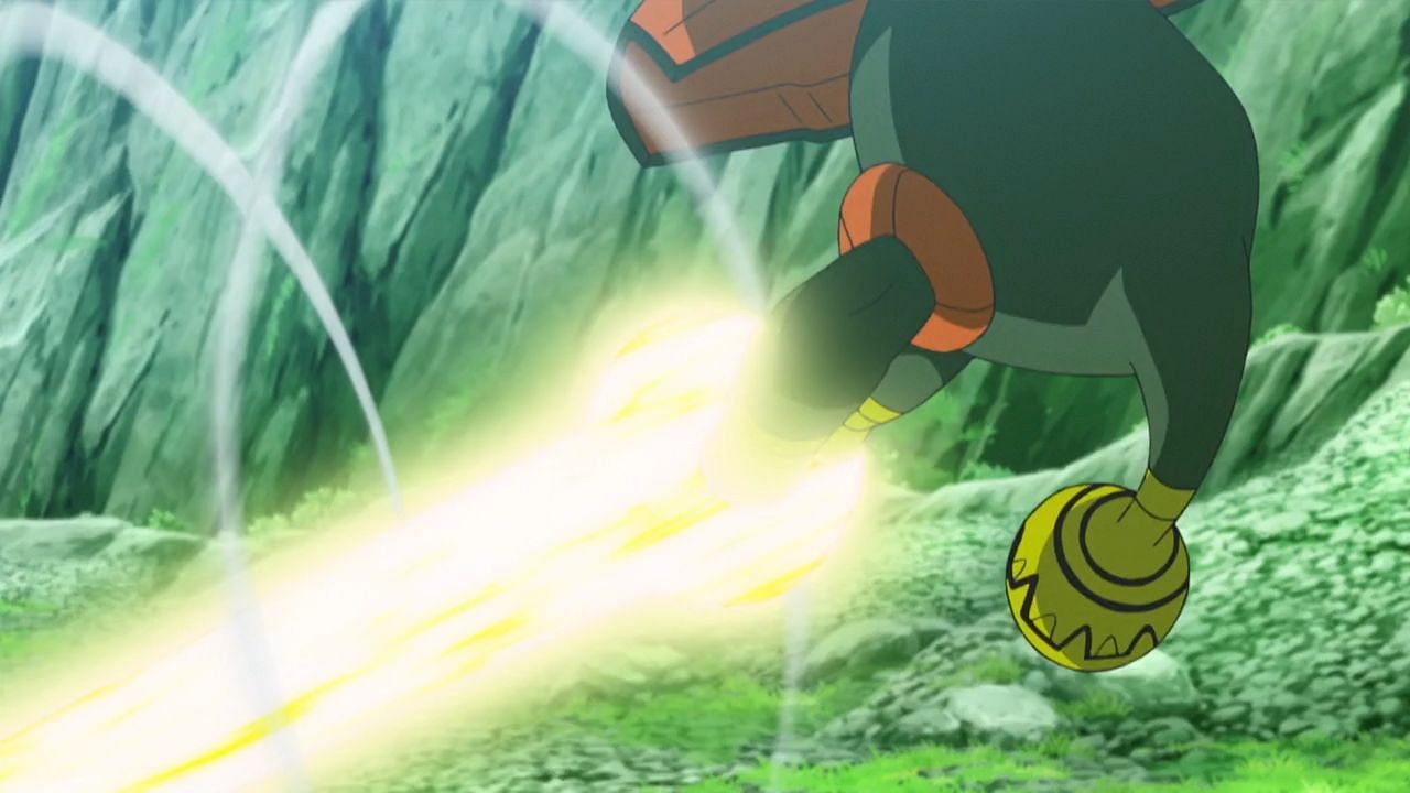 Tapu Bulu using Solar Beam in the anime (Image via The Pokemon Company)