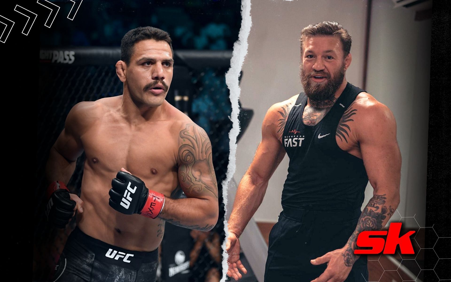 Rafael dos Anjos wants Conor McGregor to &quot;get all that stuff out of his body&quot; before potential July clash. [Image credits: @thenotoriousmma on Instagram; Getty Images]