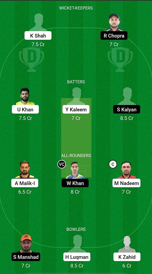 SHA vs AJM Dream11 Prediction - Emirates D20