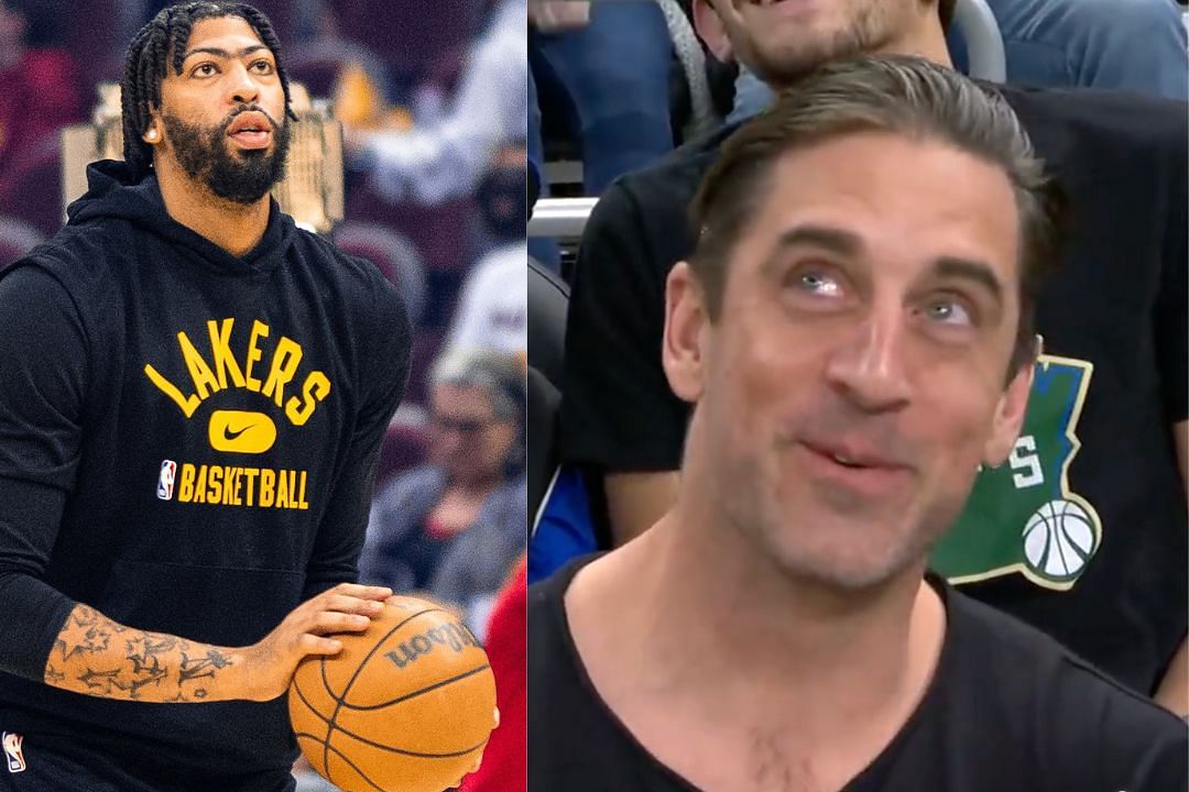 Lakers superstar and Packers fan Anthony Davis (l) and Packers QB Aaron Rodgers (r)
