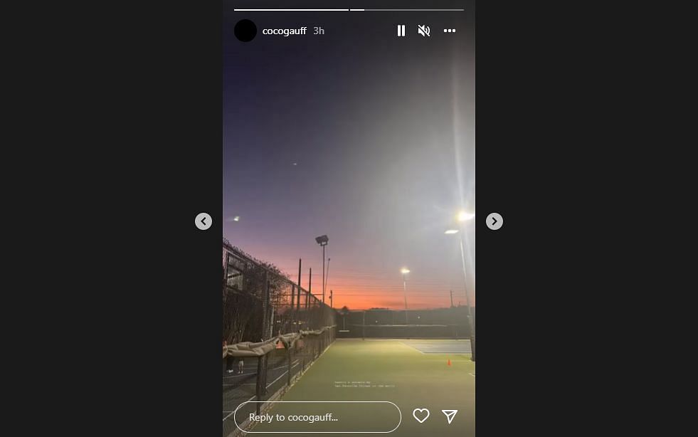 Gauff's Instagram story on Wednesday