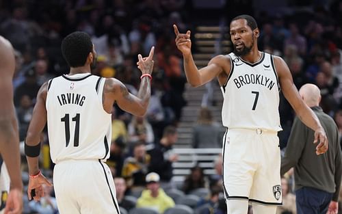 Kyrie Irving and Kevin Durant of the Brooklyn Nets