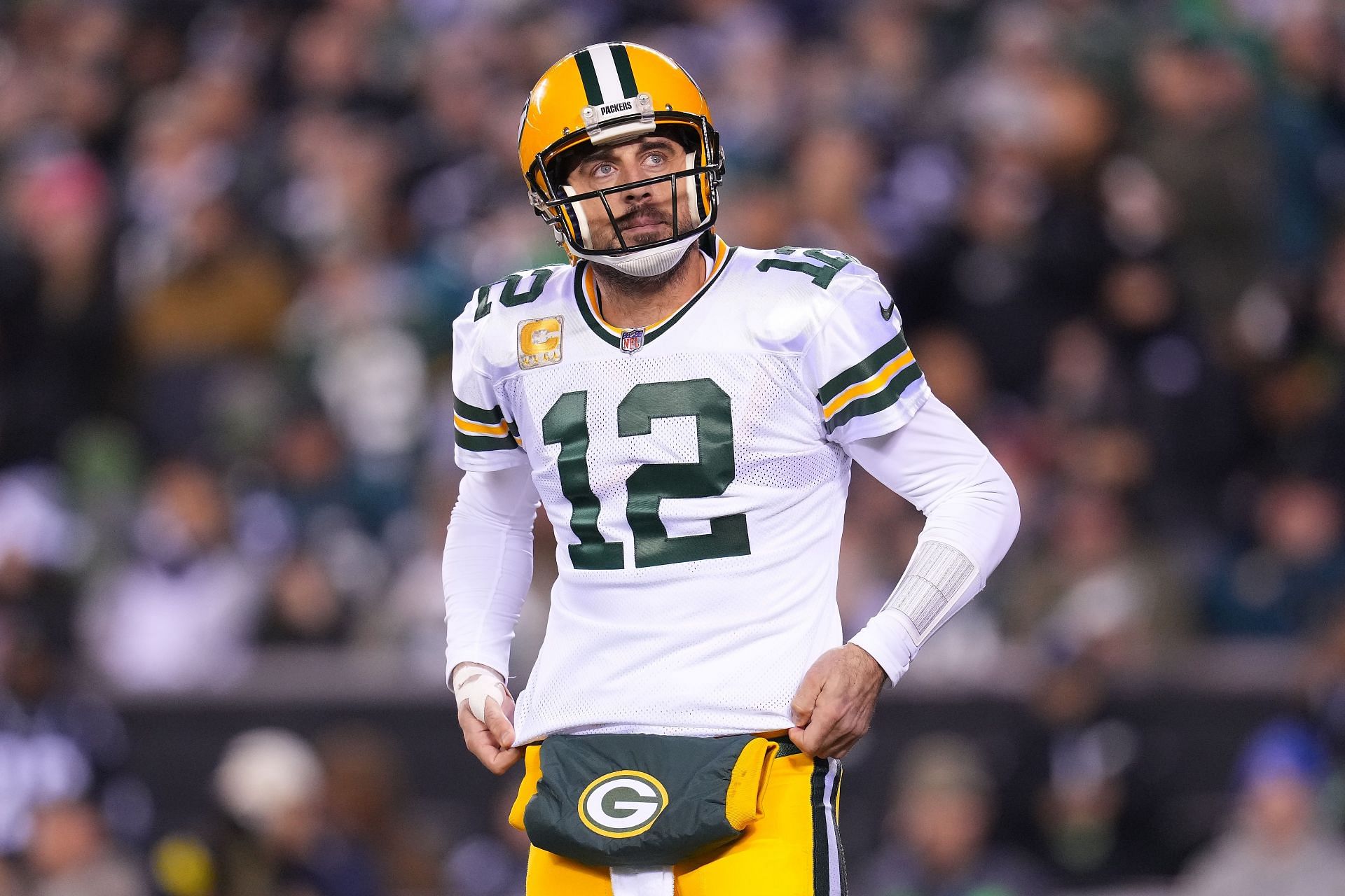 Aaron Rodgers at the Green Bay Packers v Philadelphia Eagles game