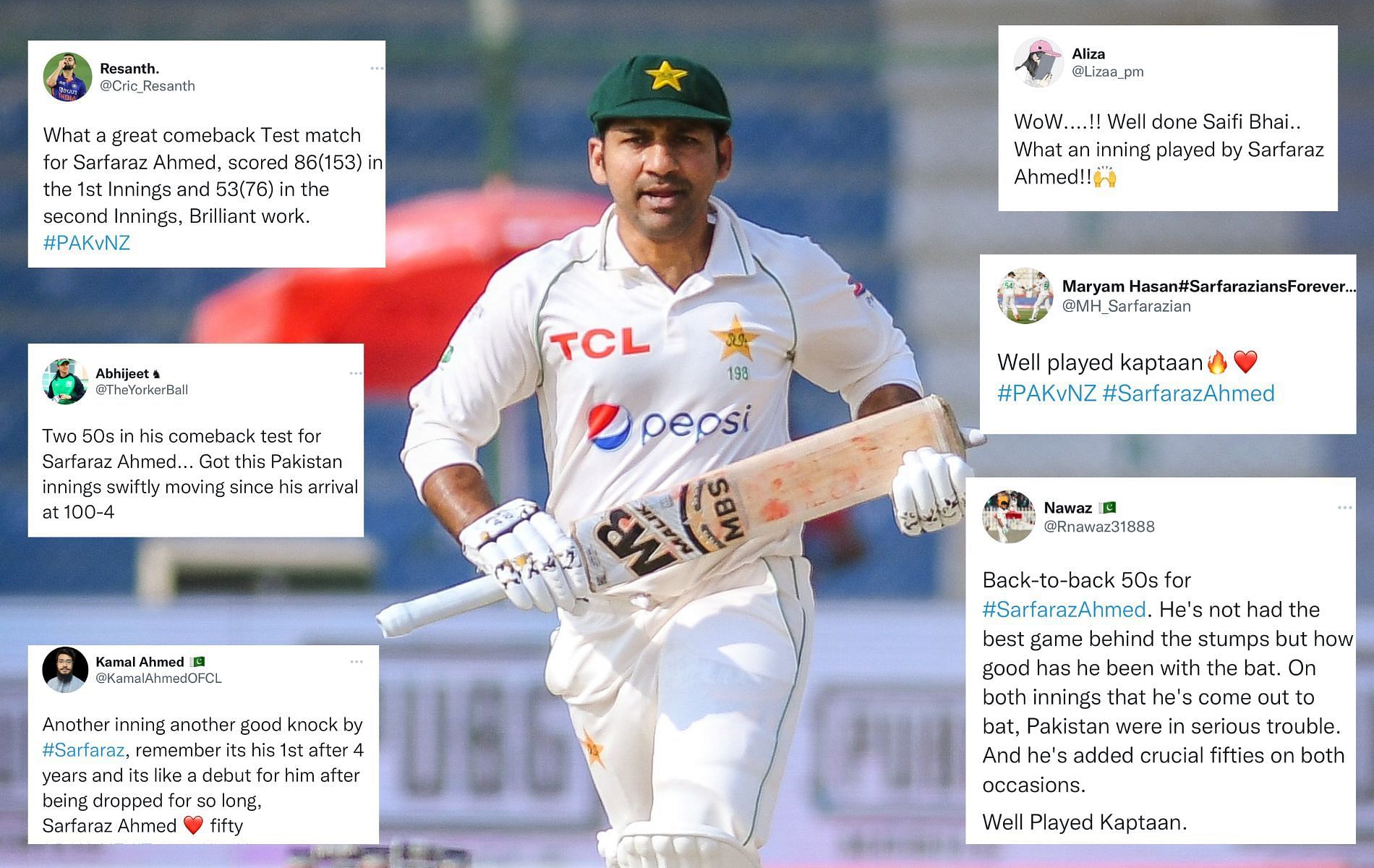 Sarfaraz Ahmed has made a fantastic return to Test cricket. (Pics: Twitter)