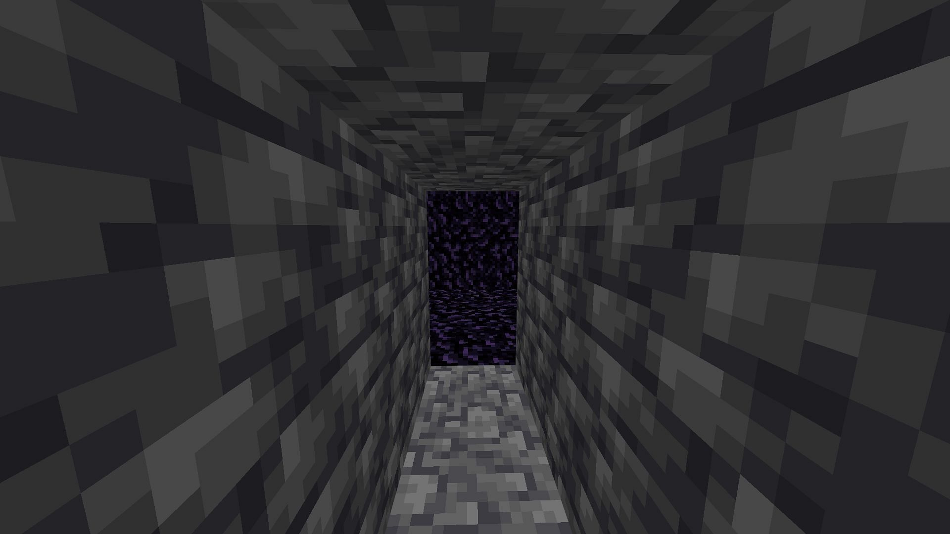 The way toward an obsidian-made panic shelter during the Wither fight in Minecraft Bedrock Edition (Image via Mojang)