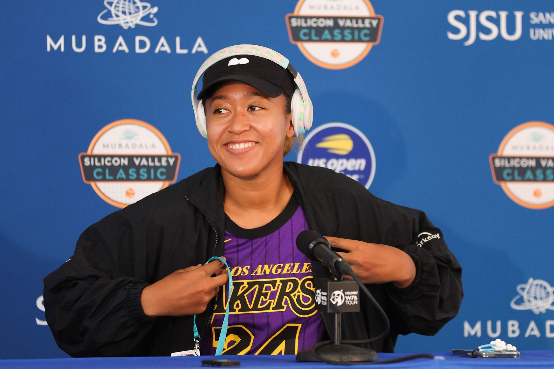 Naomi Osaka in a press conference at the 2022 Silicon Valley Classic