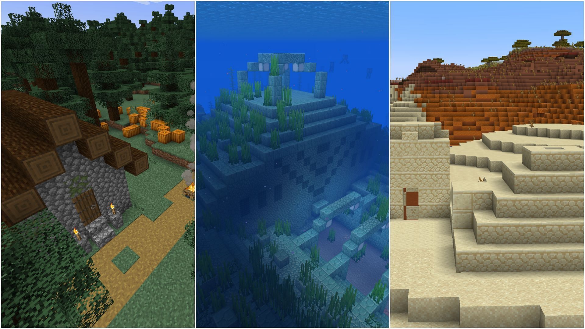 Several naturally generated structures in Minecraft can be great for survival bases (Image via Sportskeeda)