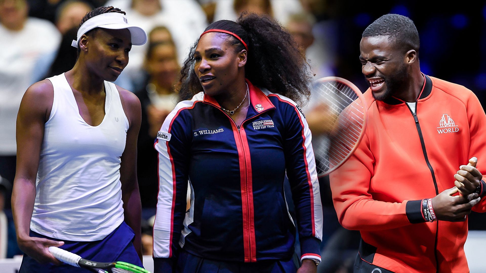 From Left to Right : Venus Williams, Serena Williams and Frances Tiafoe