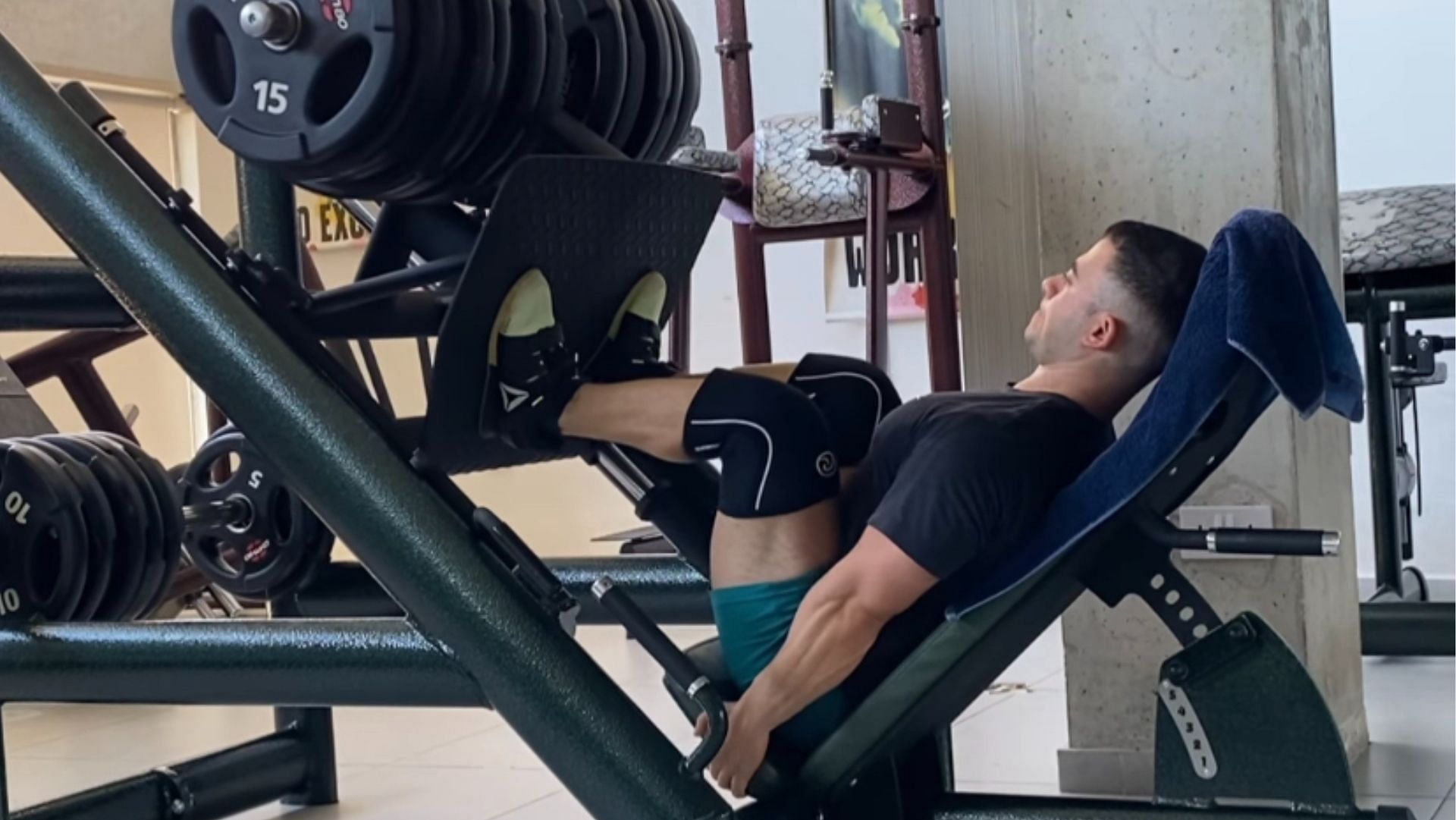 The leg press exercise helps develop muscle and strength in your lower body. (Photo via Instagram/georgeiacovou)
