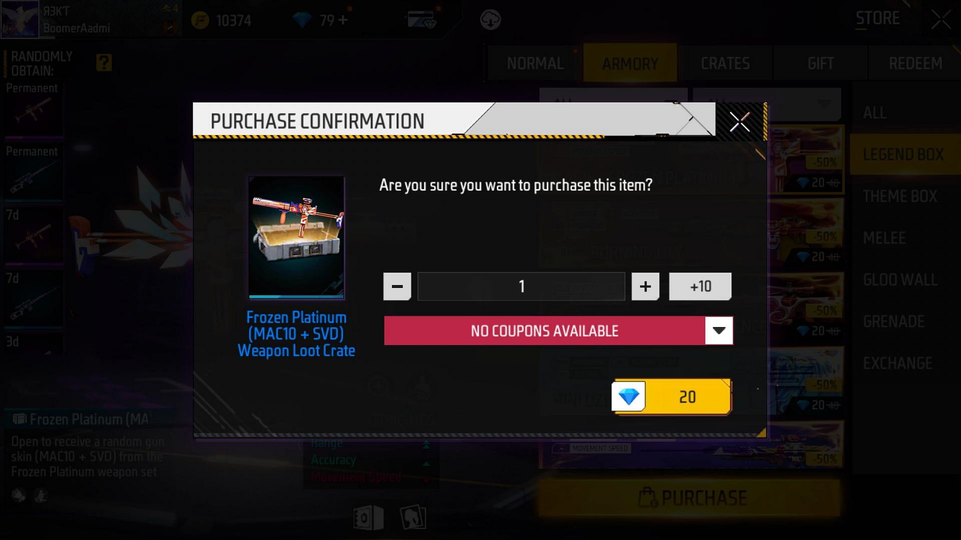 Confirm the purchase to receive the gun skin in your account (Image via Garena)
