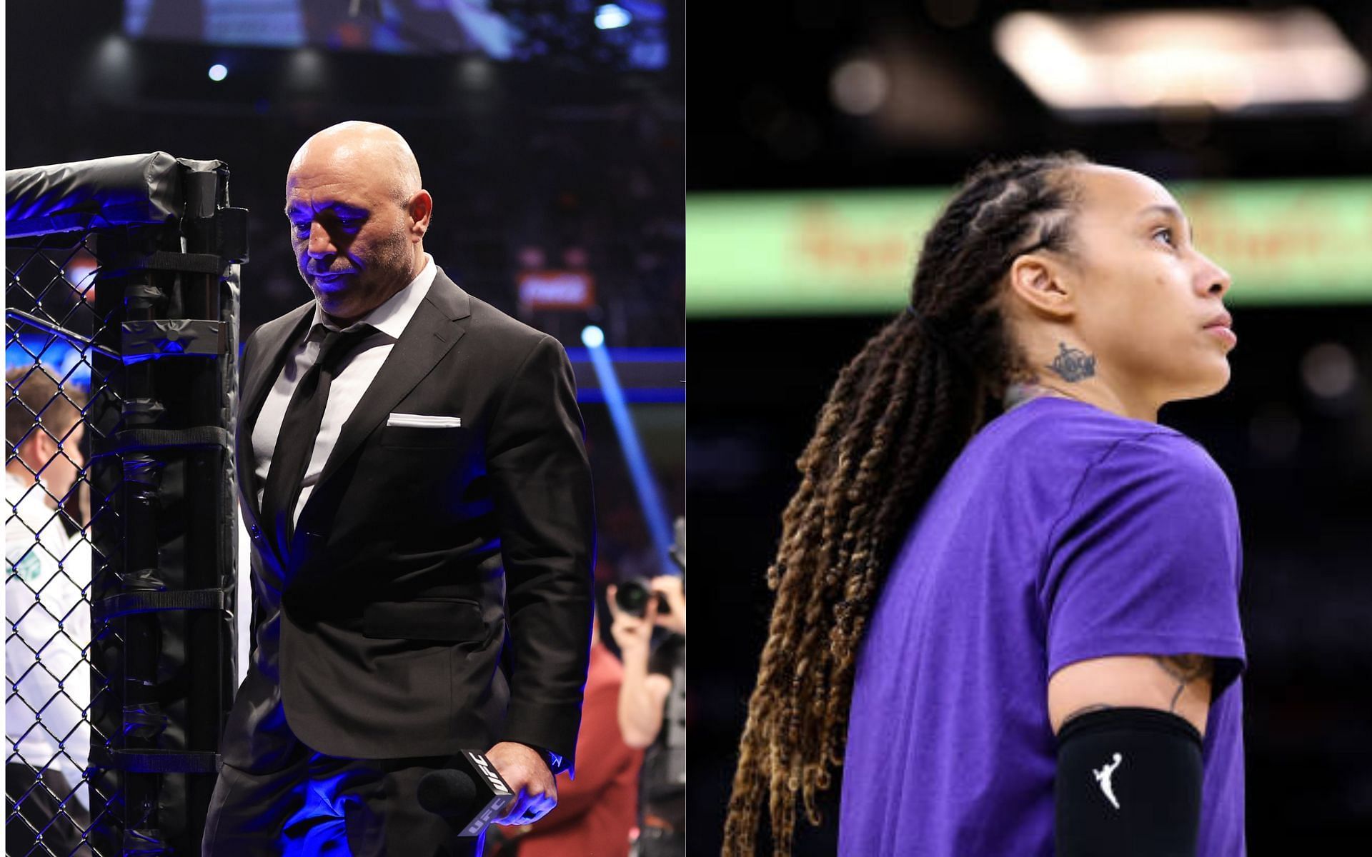 Joe Rogan (left); Brittney Griner (right)