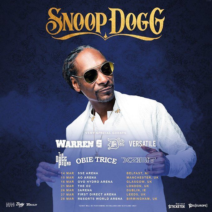 Snoop Dogg UK and Ireland Tour 2023 Rescheduled dates, tickets, where