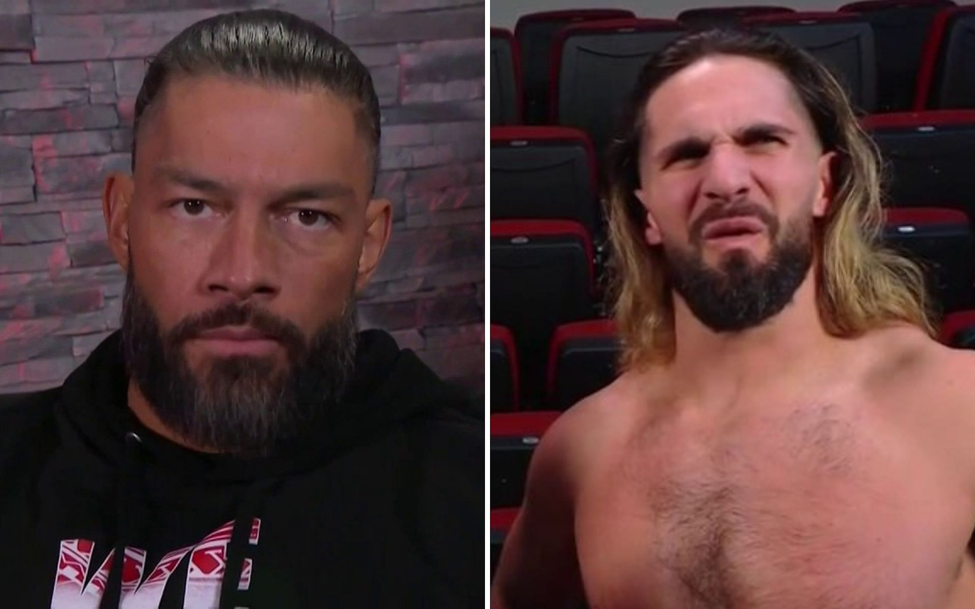 Roman Reigns issued an order (left); Seth Rollins (right)