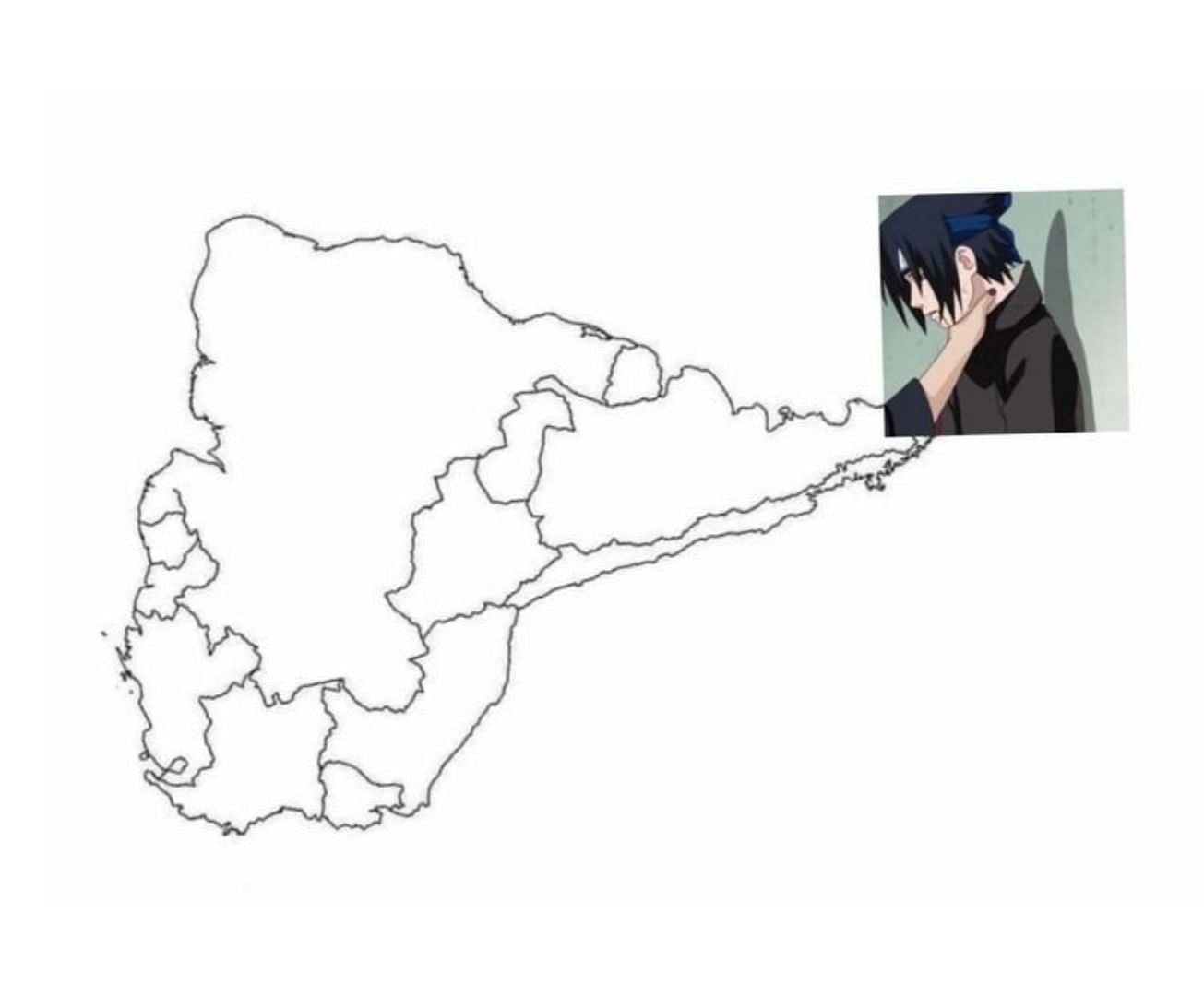 Choking Sasuke meme with South America's map (Image via Twitter)