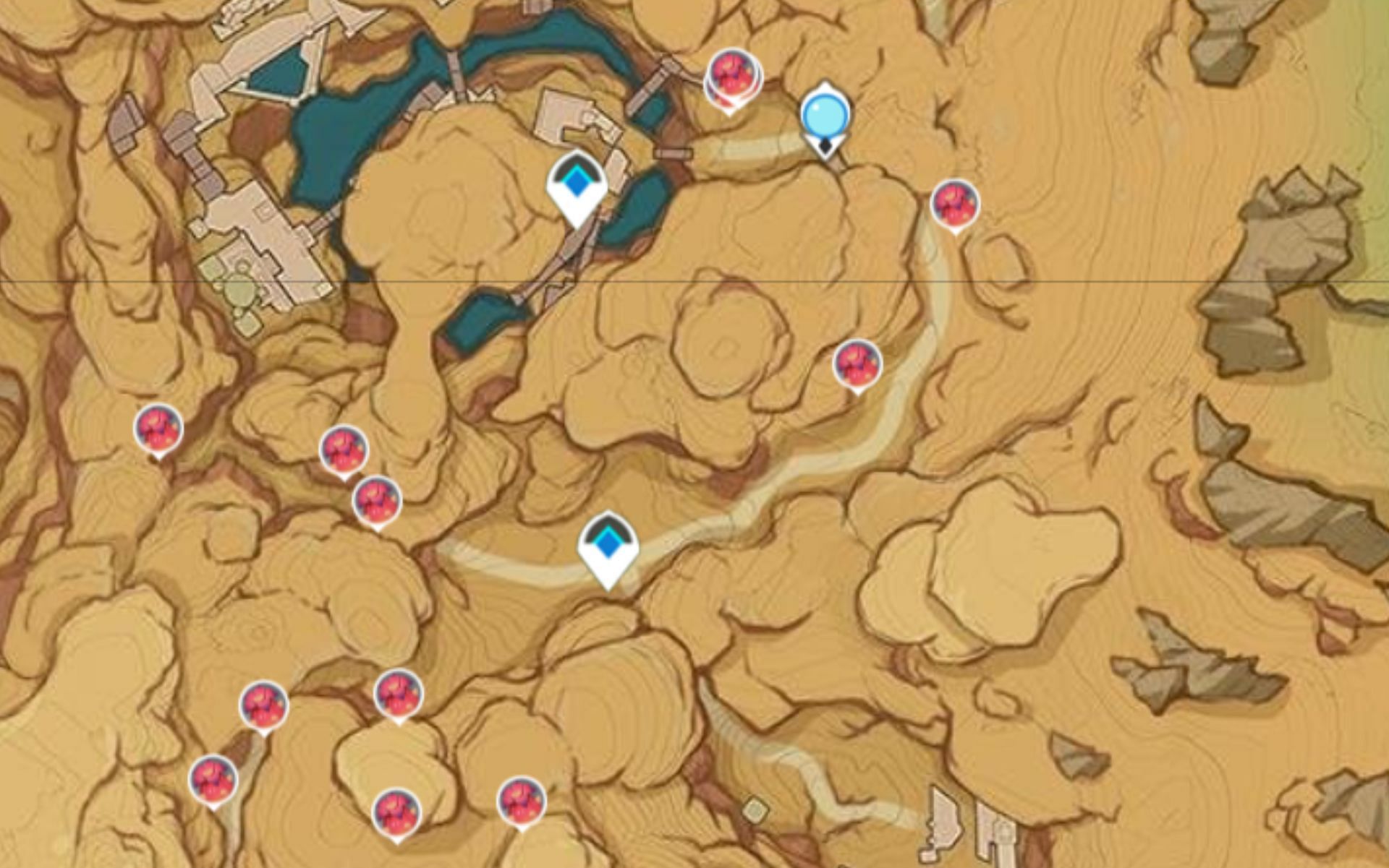 Aaru Village markers (Image via Genshin Interactive Map)