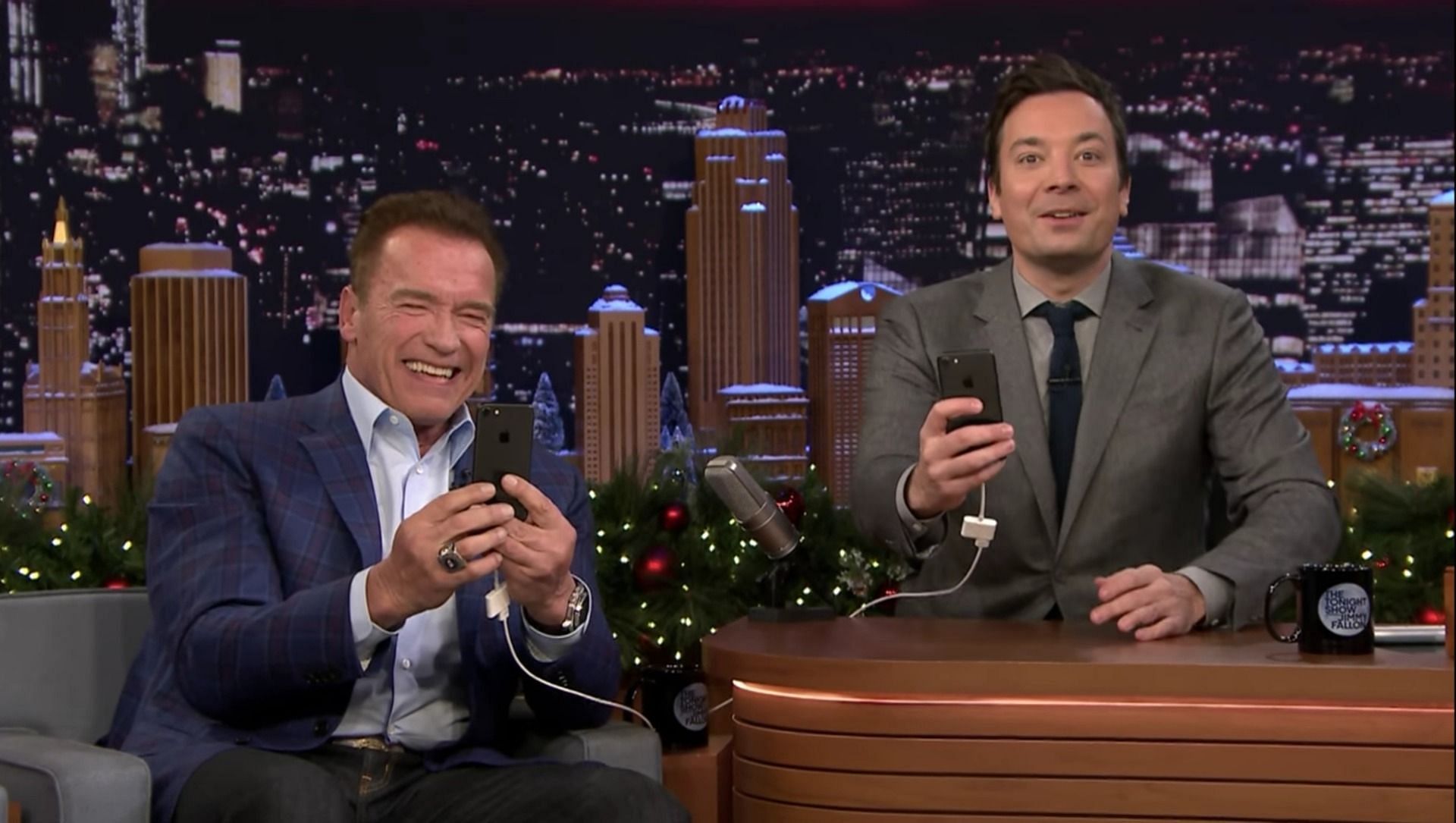 Arnold Schwarzenegger and Jimmy Fallon (Image via The Tonight Show Starring Jimmy Fallon/YouTube)