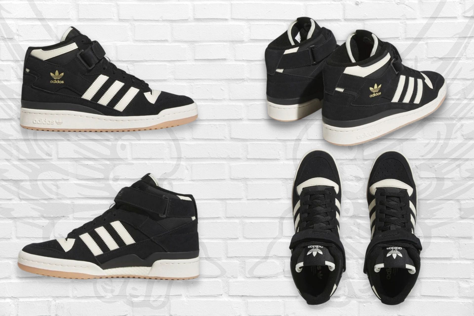 Here&#039;s a detailed look at the Forum Core Black sneakers (Image via Sportskeeda)