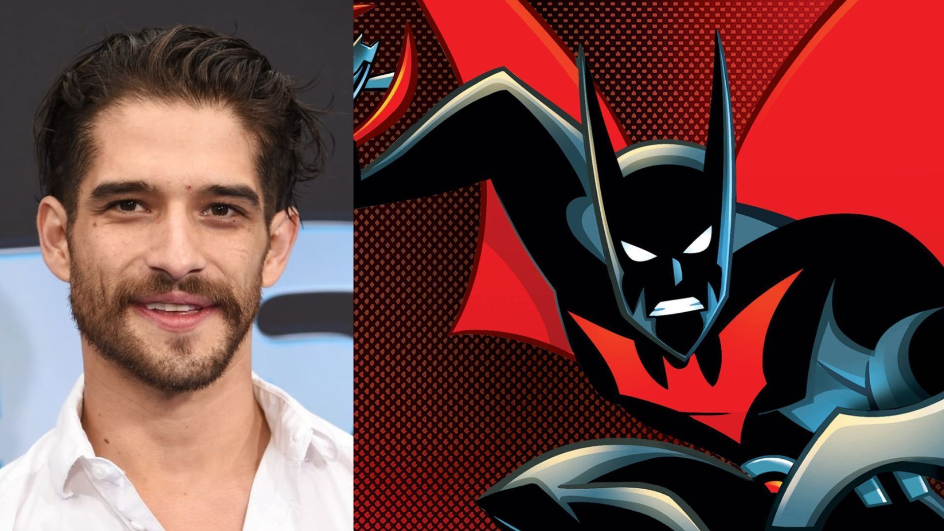 Left: Tyler Posey (image via The Movie Database), Right: Terry McGinnis (image via DC/Warner Bros. Animation)