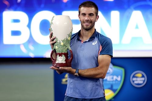 Borna Coric with the Cincinnati Open trophy