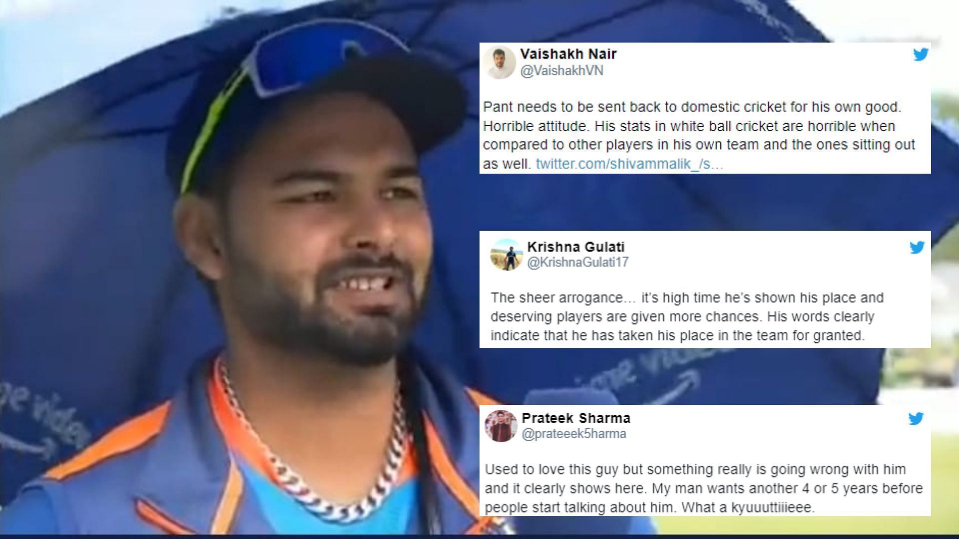Fans weren&#039;t happy with Rishabh Pant&#039;s attitude in his interview during the New Zealand tour. Pic: Amazon Prime