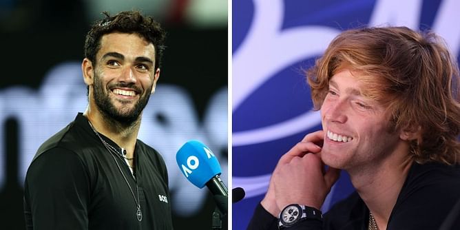 Watch: Hilarious interaction between Andrey Rublev and Matteo Berrettini as they interview each other during Diriyah Tennis Cup