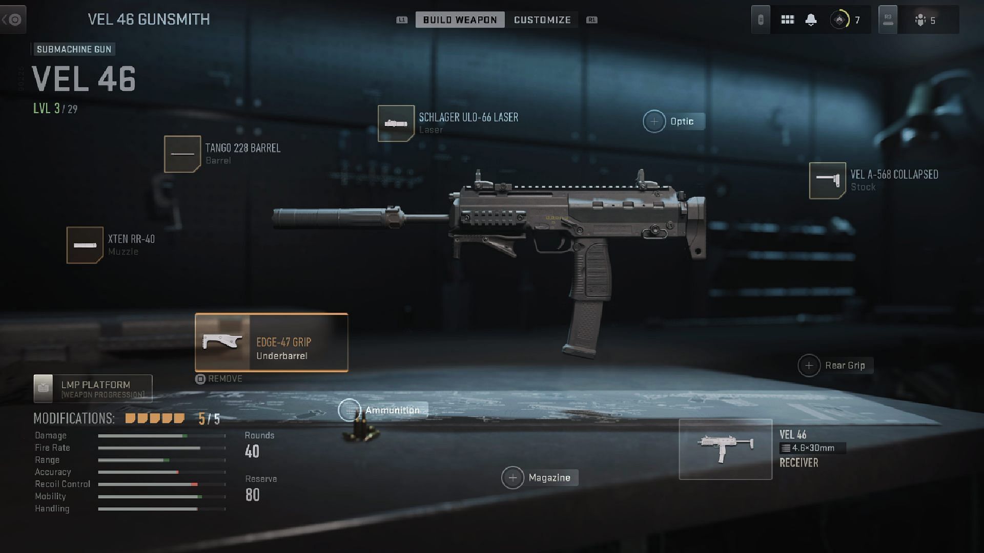 VEL 46 loadout in MW2 (Image via Activision)