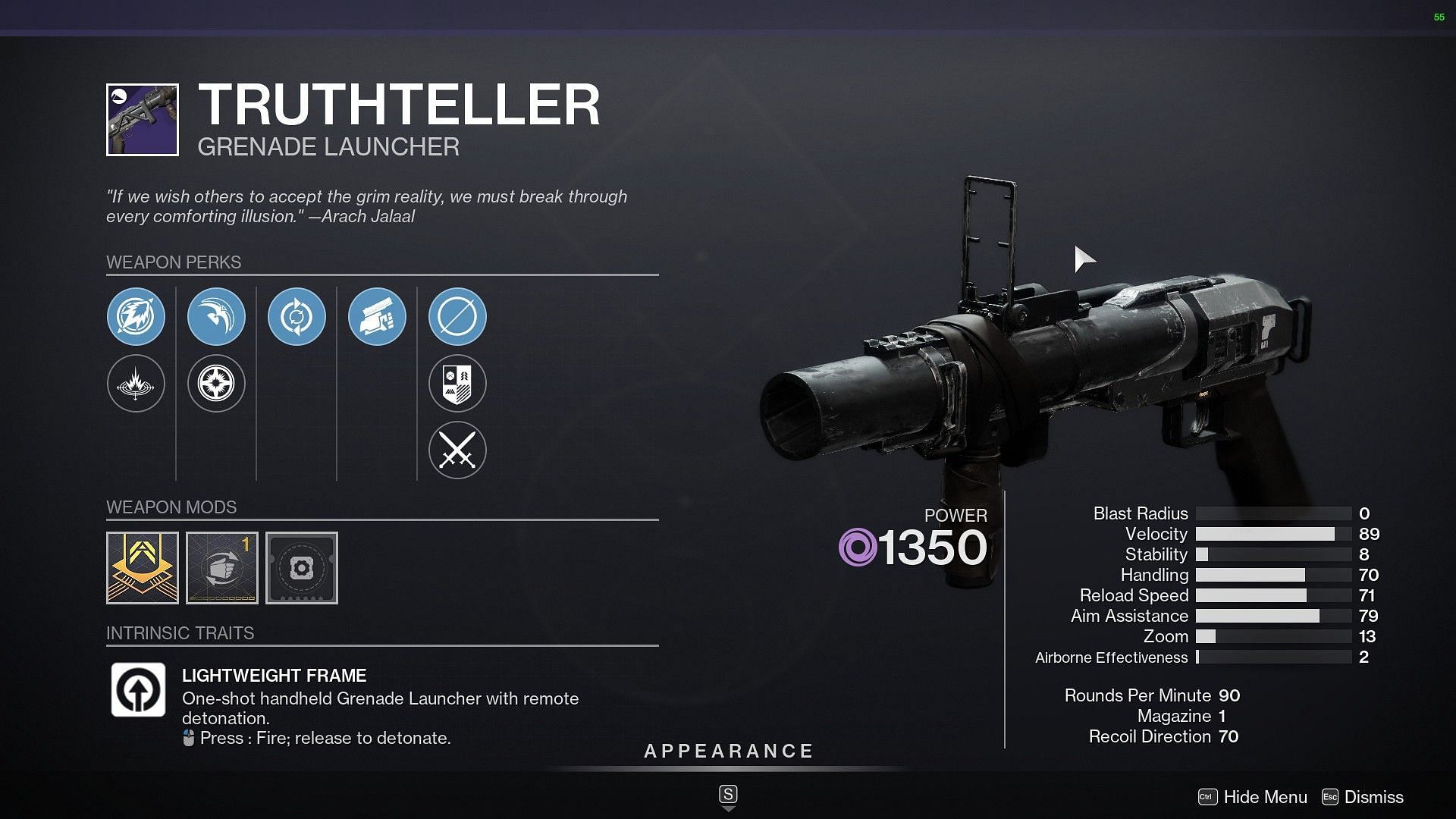 Truthteller Grenade Launcher (Image via Destiny 2)