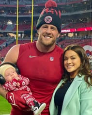 J.J. Watt with Kealia and Koa at the Cardinals' final home game of the season. Source: @jjwatt (IG)