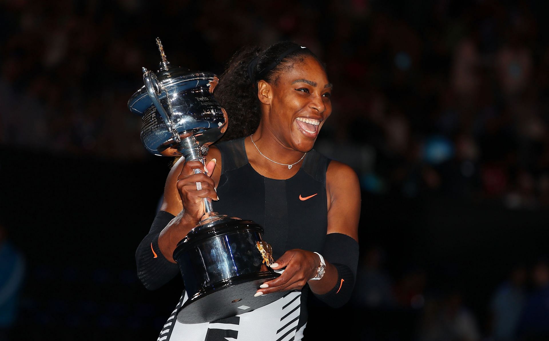 Serena Williams after winning the 2017 Australian Open final.