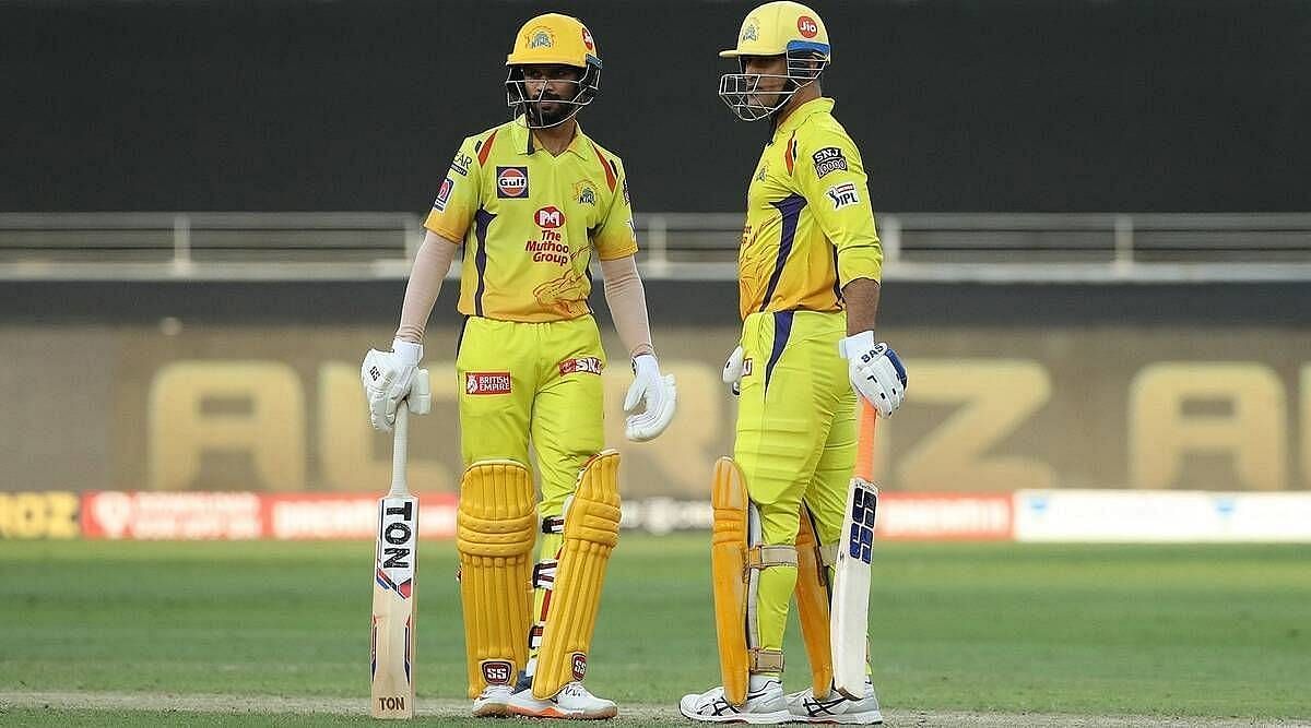 Ruturaj Gaikwad (left) and MSD during the IPL. Pic: BCCI