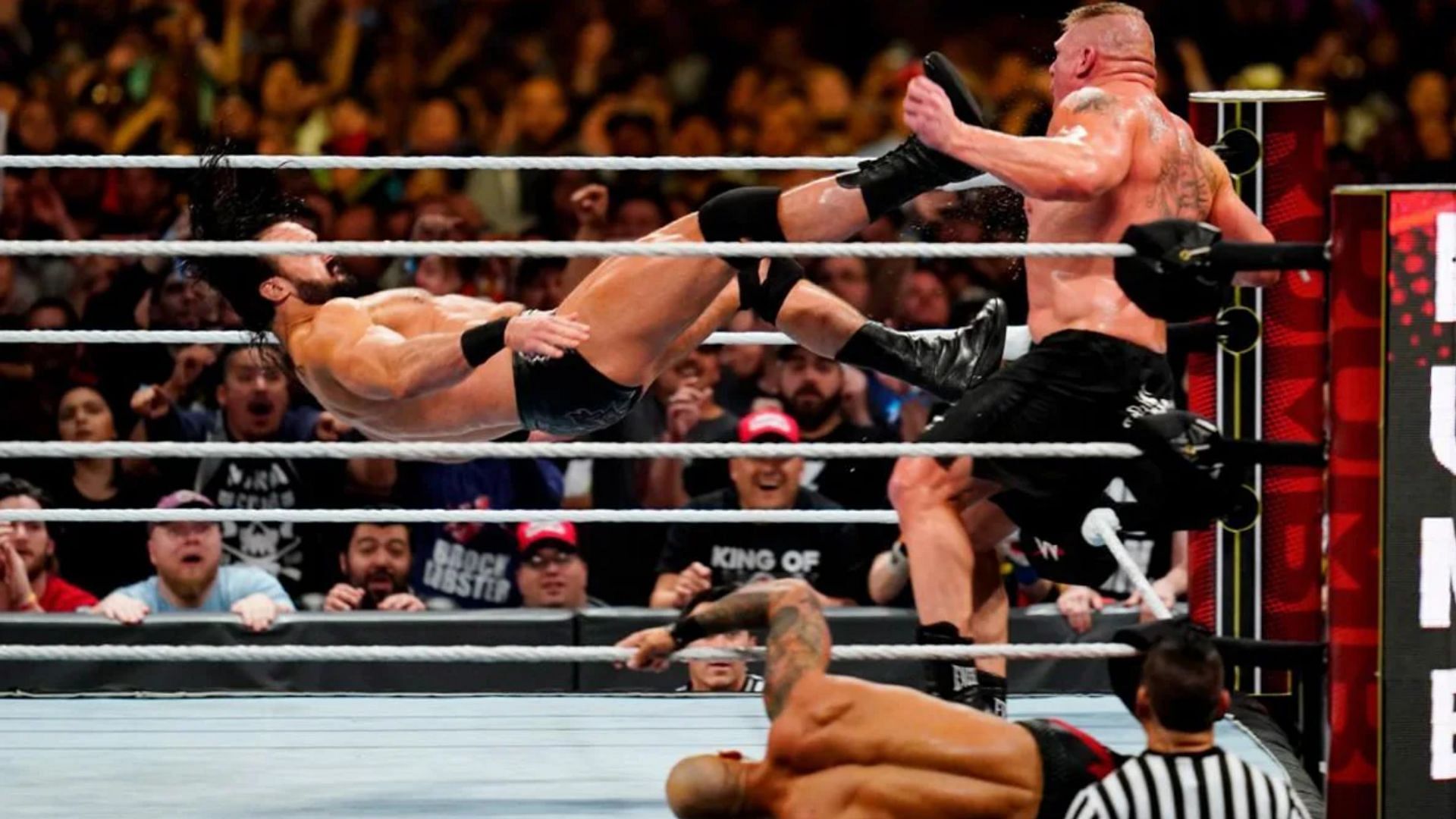 In 2020, Drew McIntyre eliminated then-WWE Champion Brock Lesnar from the Royal Rumble match