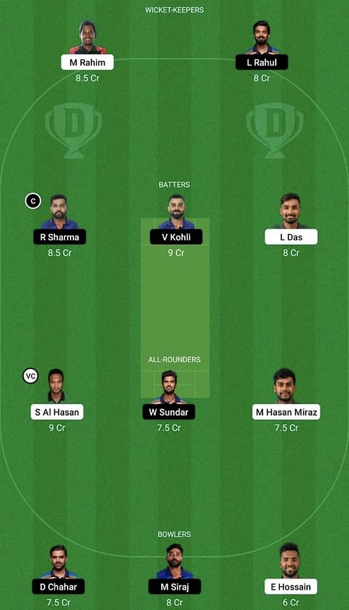 IND vs BAN Dream11 Prediction Team - Head to Head League