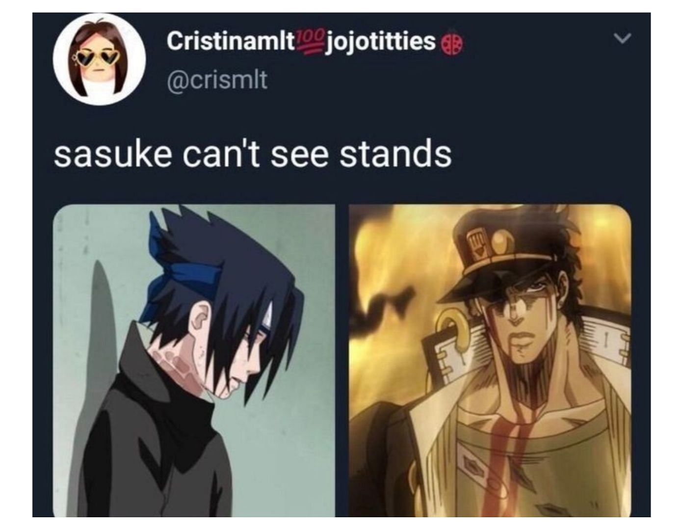 Choking Sasuke meme with Jotaro and his stand (Image via Twitter)