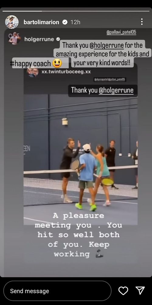 Marion Bartoli's Instagram story on Monday