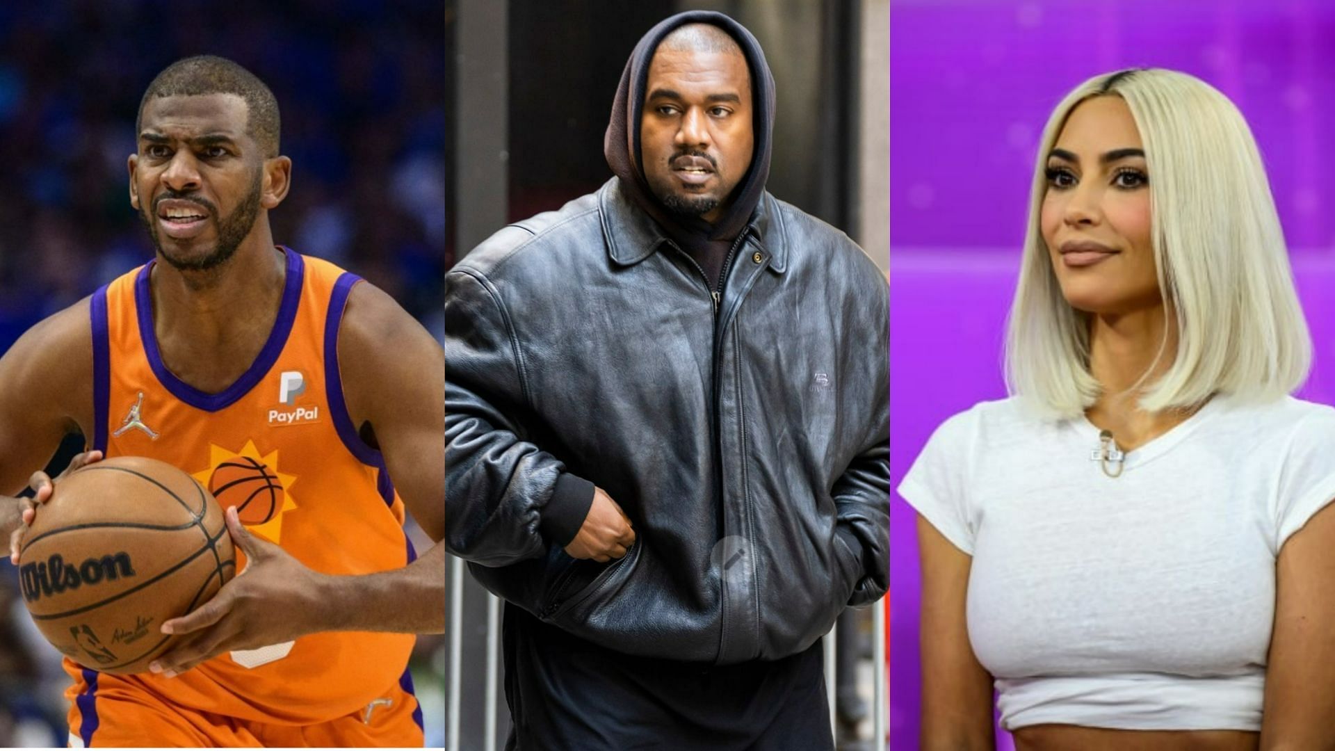 Kanye West claims he caught Chris Paul and Kim Kardashian together (Image via Getty Images and NBC)