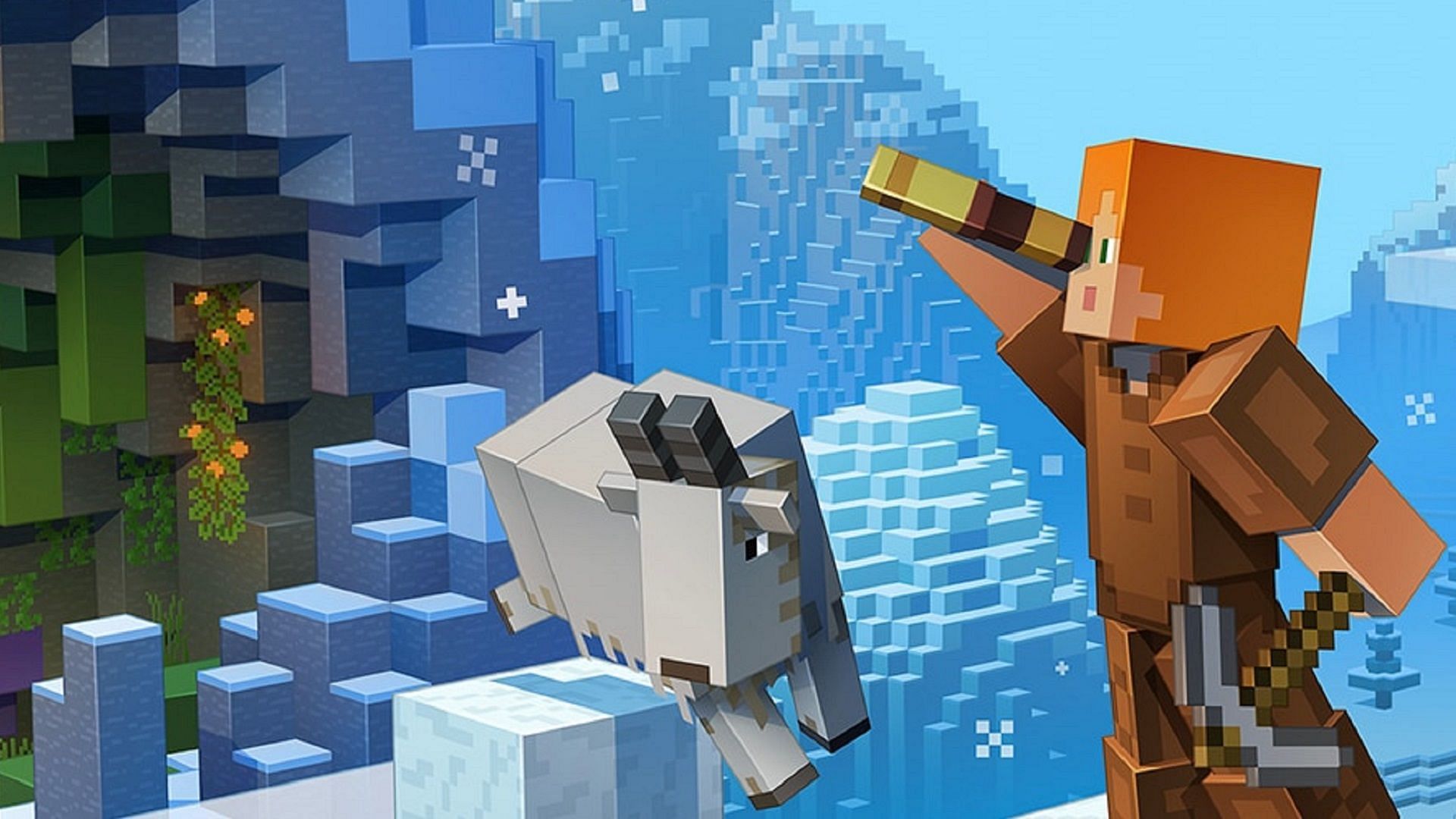Alex uses a spyglass in Minecraft (Image via Mojang)