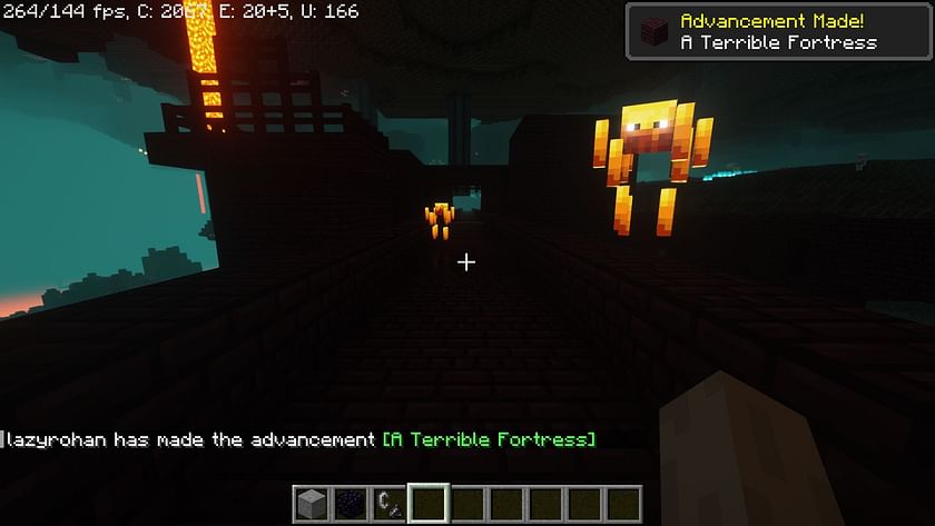 A Terrible Fortress advancement (Image via Mojang)