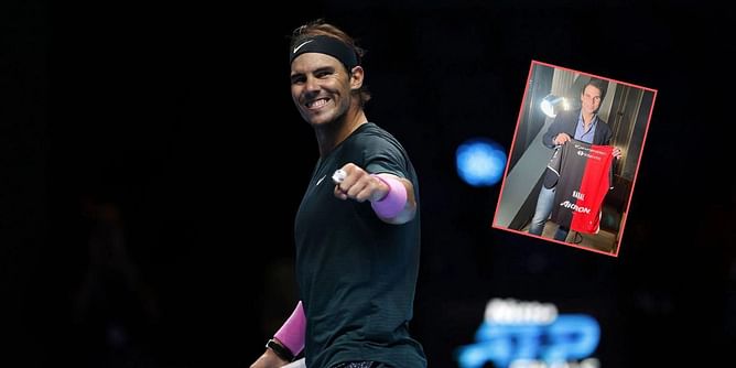 Lifelong Real Madrid fan Rafael Nadal gifted special jersey of Mexican football club during South American exhibition tour