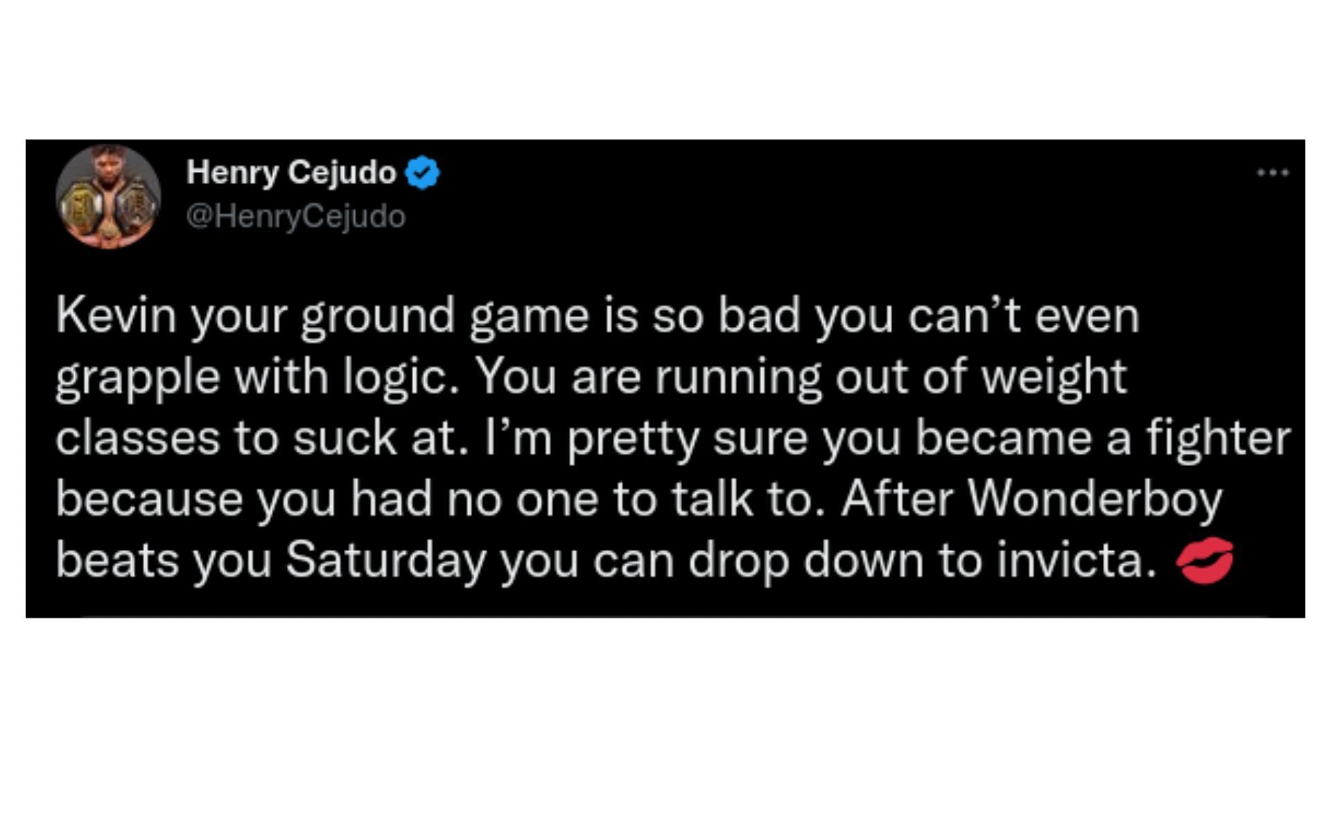 Henry Cejudo's response to Kevin Holland