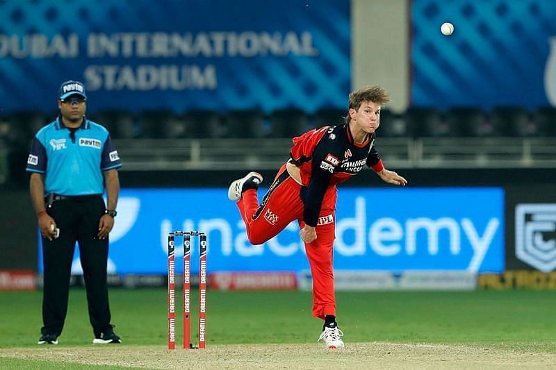 Adam Zampa bowling for RCB in the IPL. Pic: BCCI