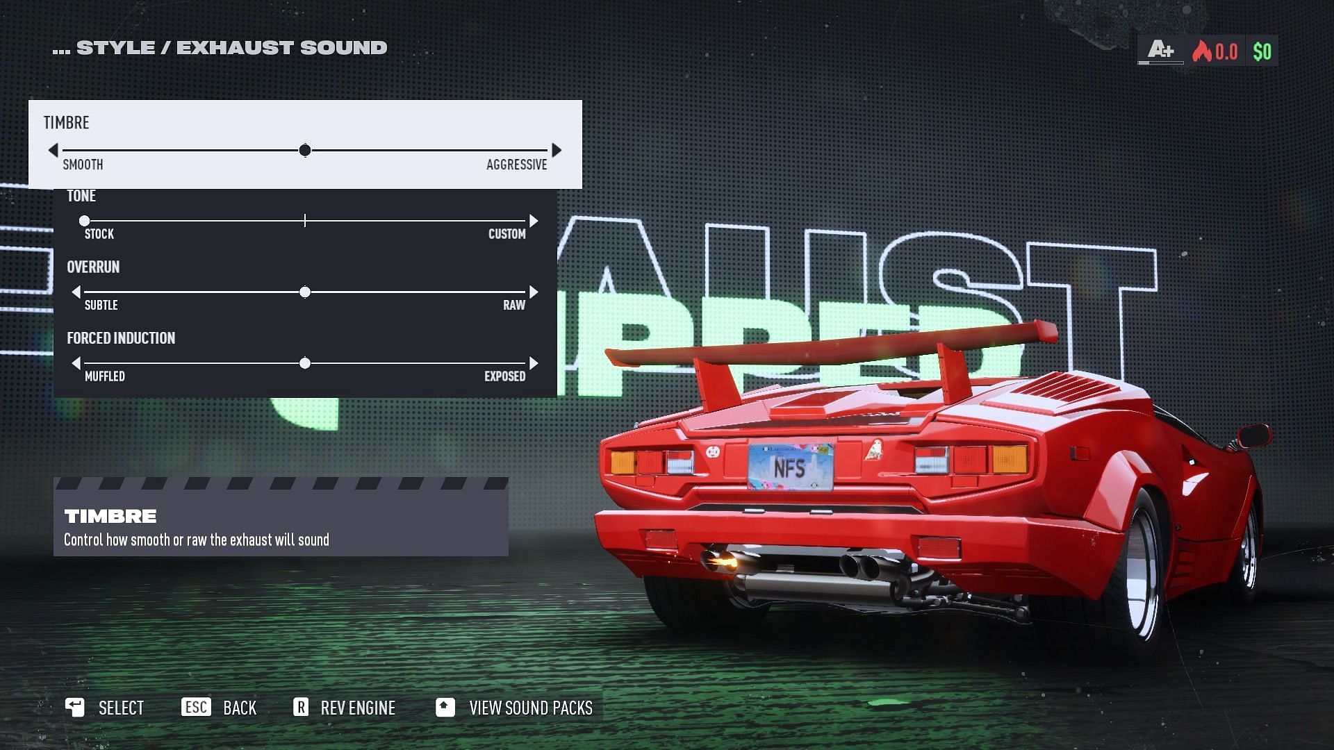 The exhaust tuning is back from NFS Heat (Image via Criterion Games, Electronic Arts)