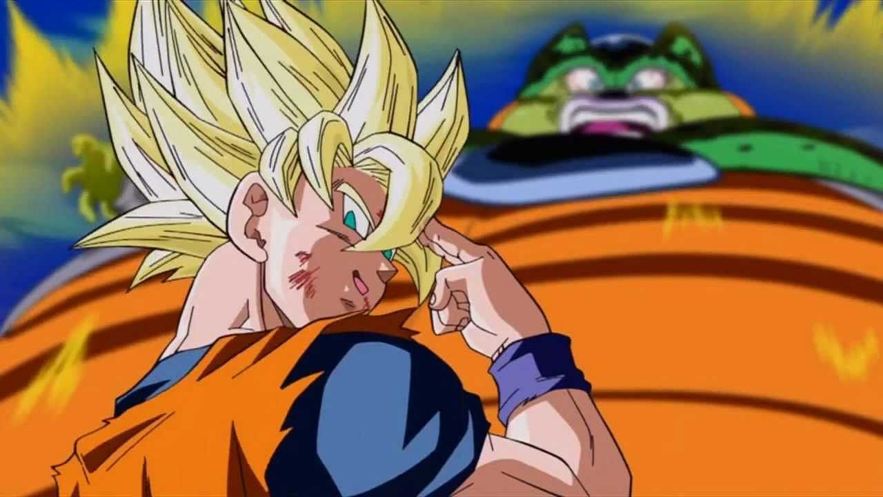 Goku transporting Cell in Dragon Ball Z (Image via Toei Animation)