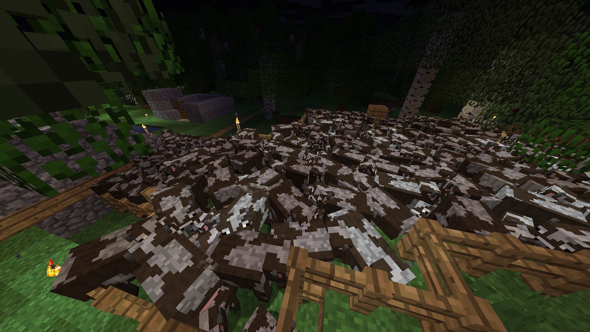 A simple cow farm in Minecraft using fence blocks (Image via u/choubidou13/Reddit)