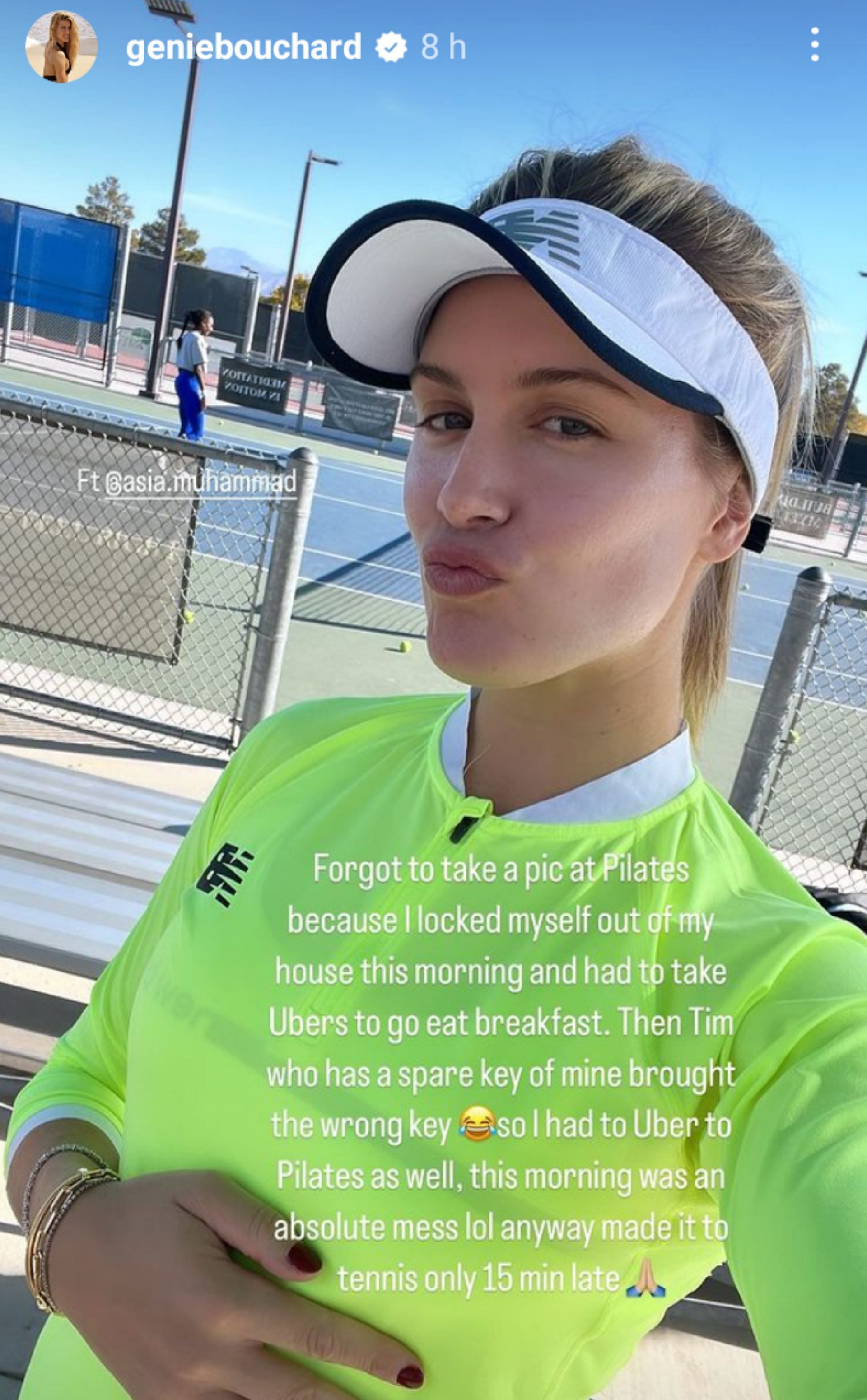 Eugenie Bouchard posted on Instagram stories