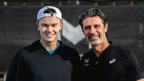 Holger Rune pictured with Patrick Mouratoglou.