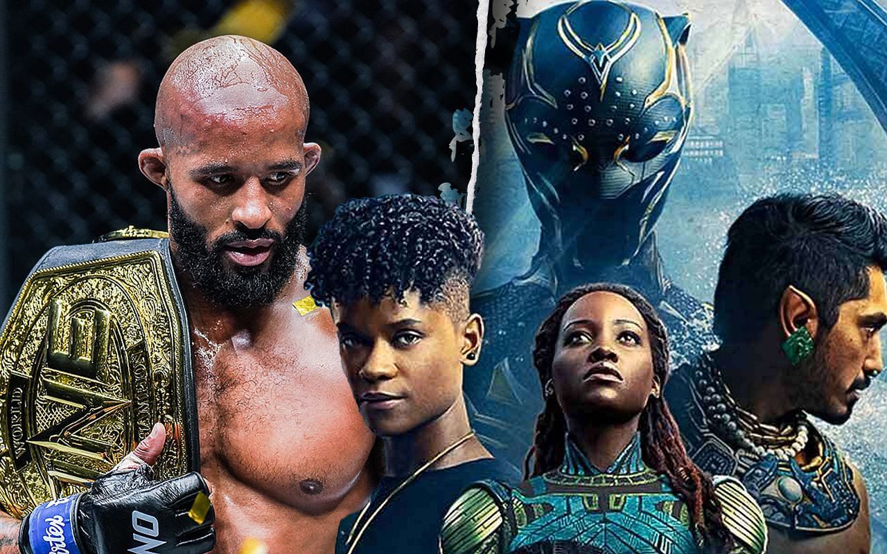 Demetrious Johnson and Promotional Artwork for Black Panther: Wakanda Forever