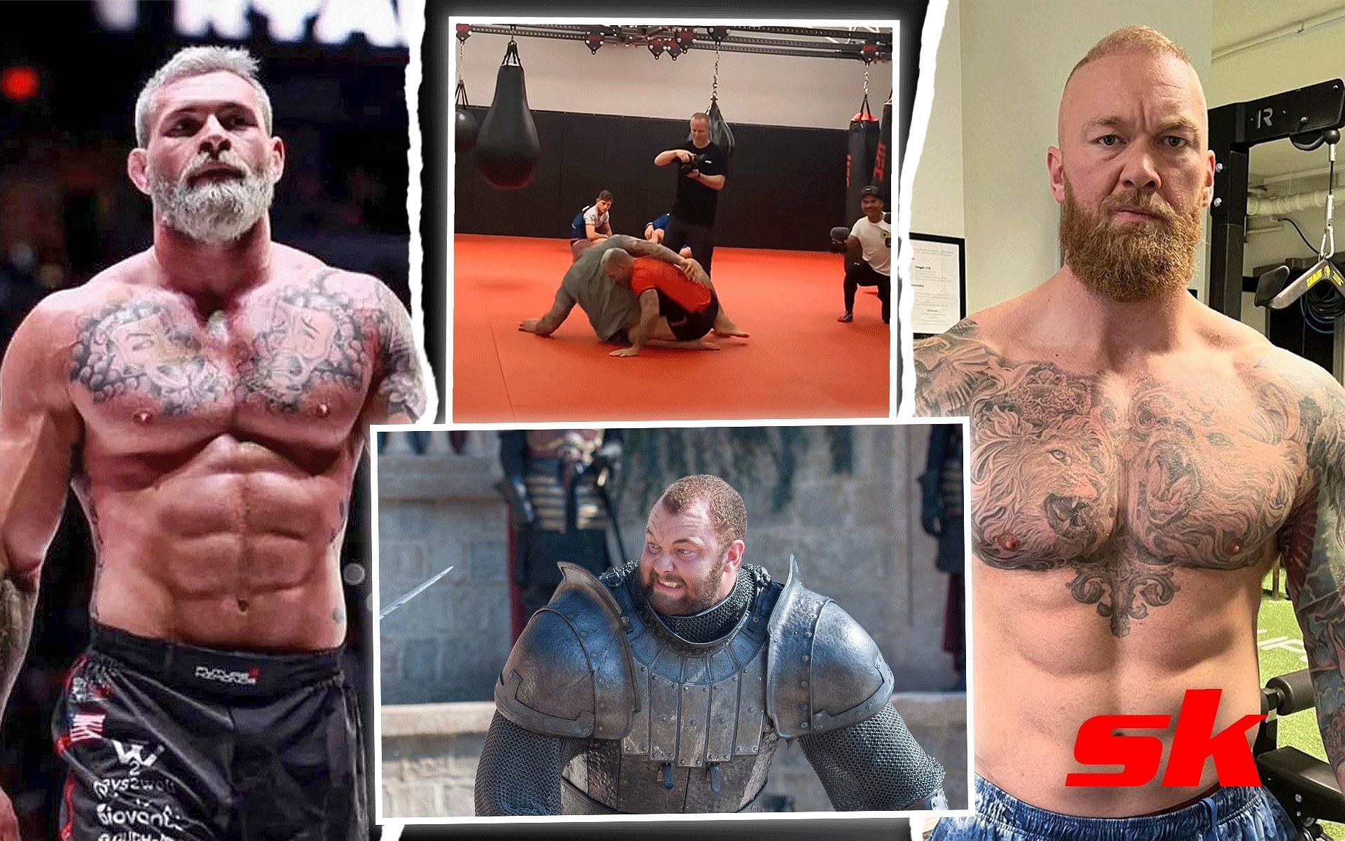 Gordon Ryan (left) and Hafthor Bjornsson (right) (Image credits Getty Images, @consequence on Twitter, and Hafthor Bjornsson on YouTube)