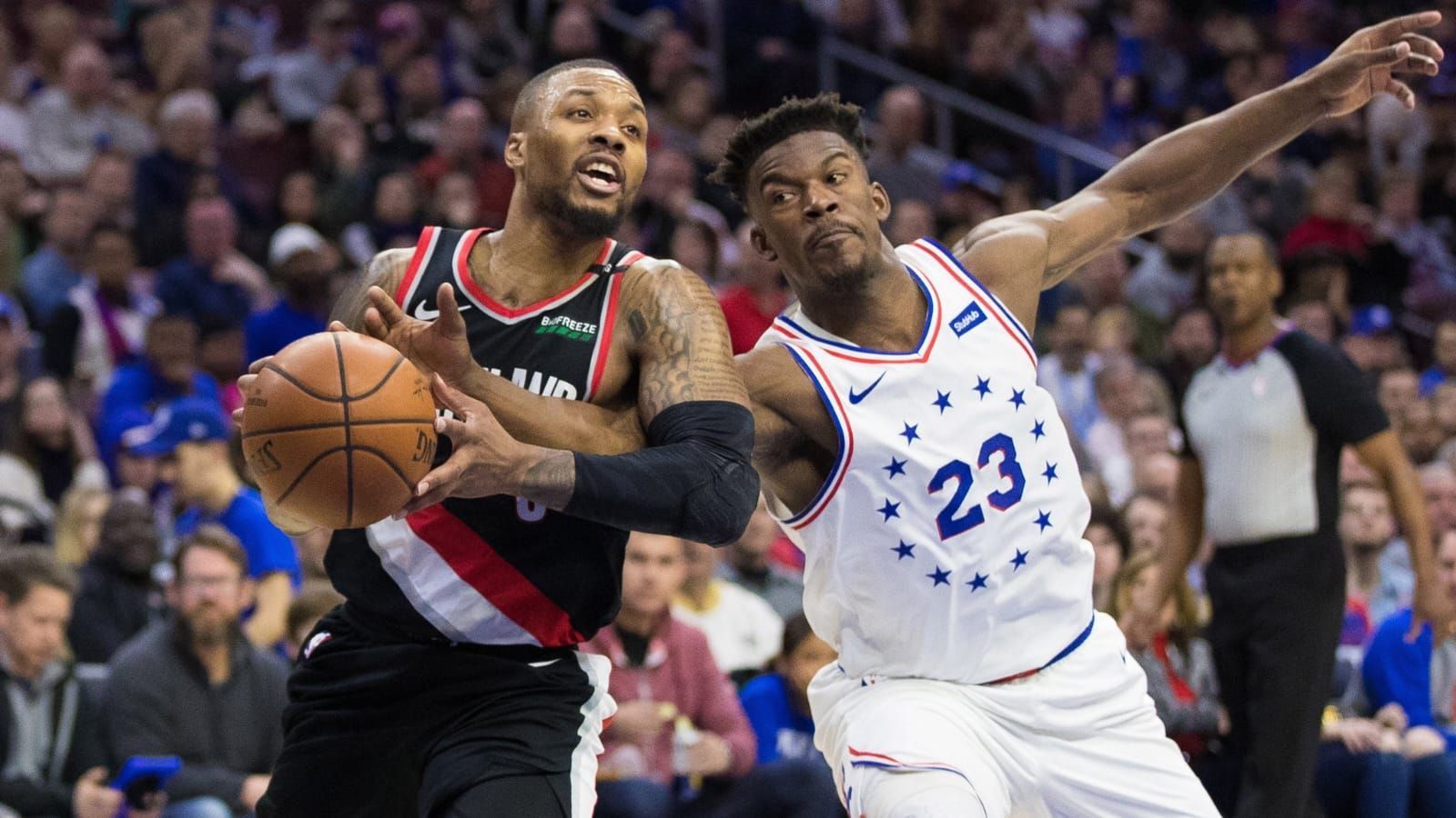 Damian Lillard &amp; Jimmy Butler (Image credit, NBACentral/Twitter).