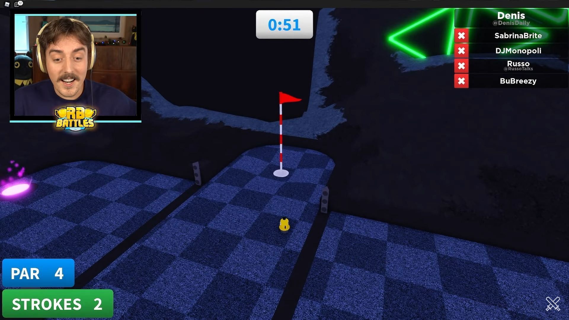 Denis made the third shot to end the round (Image via Roblox Battles YouTube)